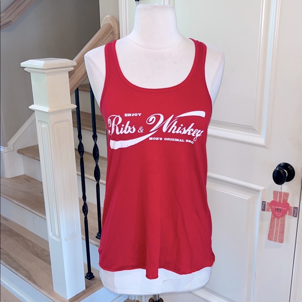 Ribs & Whiskey Moes Original Bbq Red Tank Top